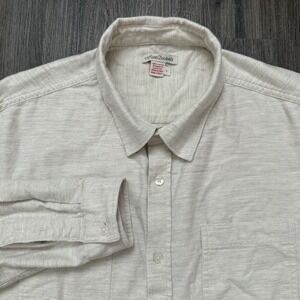 Carbon‎ 2 Cobalt Mens Shirt Large Beige Chambray Button Down Long Sleeve